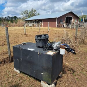 100 gallons steel black rectangular fuel transfer tank with solar battery and new 15 gpm pump